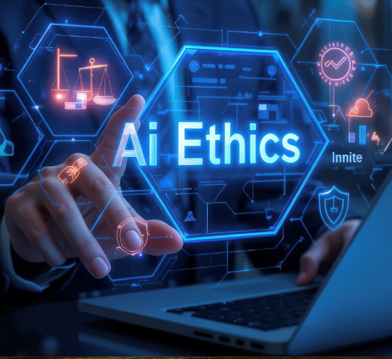 Иллюстрация студента, пишущего, рядом с ним — робот ИИ с открытым мозгом.